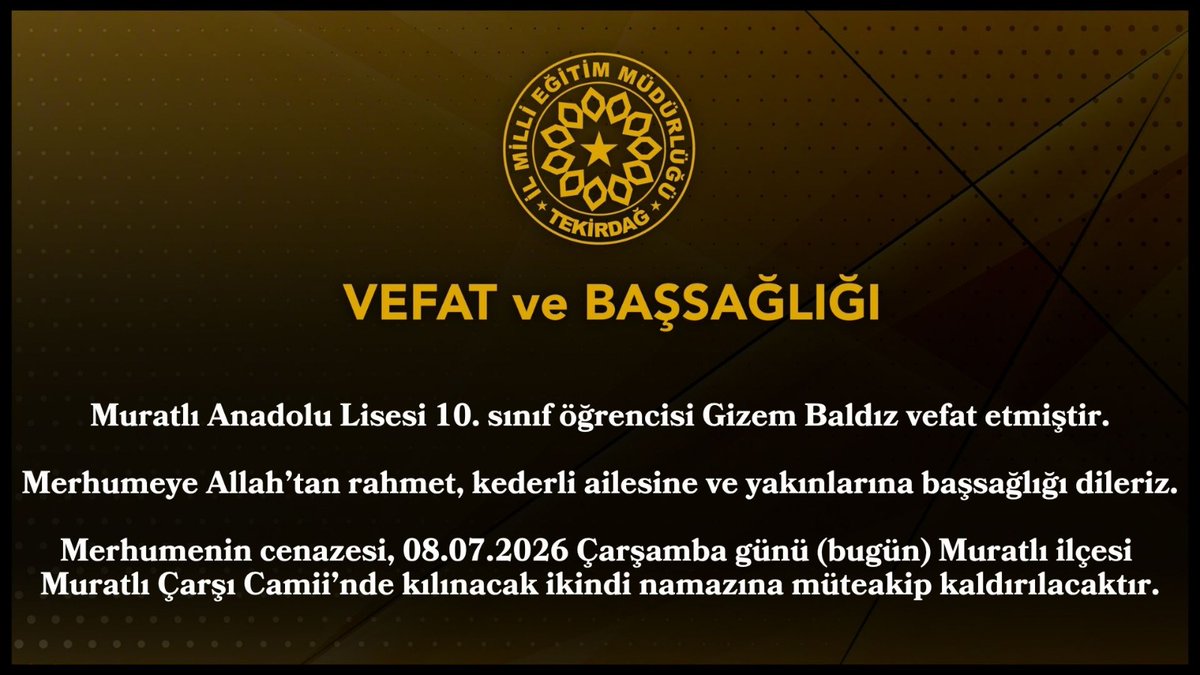 tekirdagmem's tweet photo. ▪️ Vefat ve Baş Sağlığı https://t.co/AX2gBw3laE