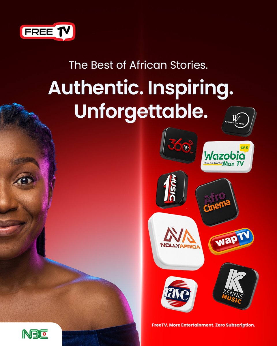 FreeTVNg's tweet photo. Quality broadcasting shouldn't come with a monthly price tag.This is   Nigeria's Digital Switchover (DSO) Big Picture Initiative, bridging the gap in digital entertainment access across the nation.  
​With FreeTV, viewers enjoy a robust ecosystem of channels at absolutely no... https://t.co/zDWfTkbDQa