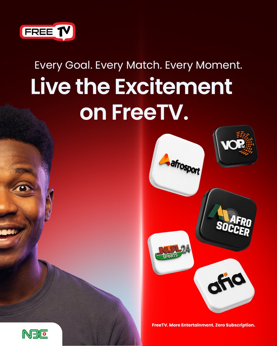 FreeTVNg's tweet photo. Quality broadcasting shouldn't come with a monthly price tag.This is   Nigeria's Digital Switchover (DSO) Big Picture Initiative, bridging the gap in digital entertainment access across the nation.  
​With FreeTV, viewers enjoy a robust ecosystem of channels at absolutely no... https://t.co/zDWfTkbDQa