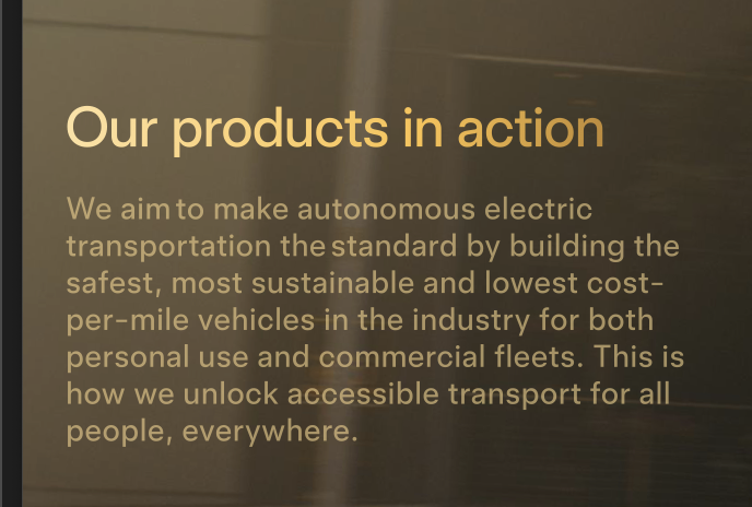 wholemars's tweet photo. "We aim to make autonomous electric transportation the standard by building the safest, most sustainable, and lowest cost-per-mile vehicles in the industry for both personal use and commercial fleets.This is how we unlock accessible transport for all people, everywhere"

— Tesla https://t.co/icKQSQThW6