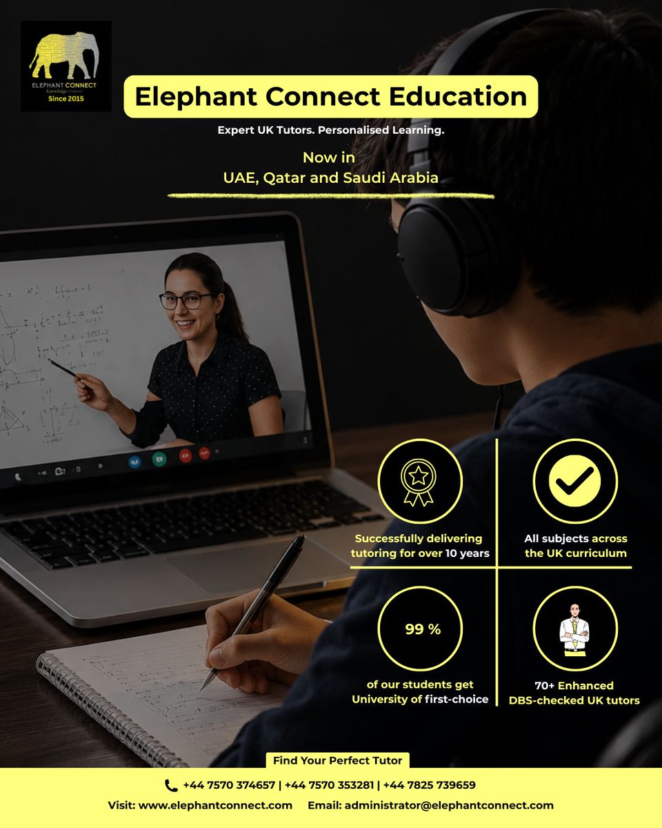 ElephantConnect's tweet photo. Why Choose Elephant Connect Education?
⭐ 99% University Success
⭐ 10+ Years' Experience
⭐ 70+ UK Tutors
⭐ 98% Grade Improvement
⭐1000+ students nurtured

Support Includes:
⭐UK Curriculum
⭐Personal Statements
⭐Interviews
⭐Mock Exams

+44 7825698416
https://t.co/f4YuqWdD5K https://t.co/qCMxrc5kMb