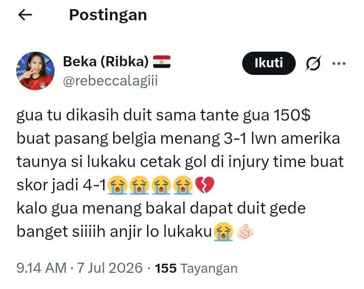 iamsukatb's tweet photo. @rebeccalagiii @tanyarlfes Udah kalah berapa banyak beka? https://t.co/4Vb6w7wTiD