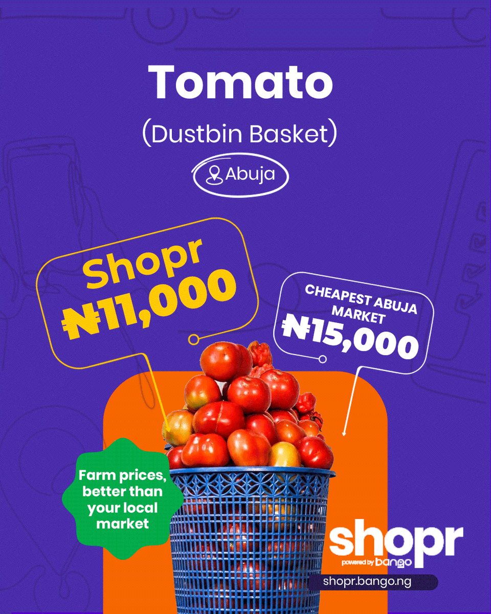 bangonigeria's tweet photo. One price wasn't even close. 🫢😭

Tatashe (dustbin basket)
Market: ₦18,000 
Shopr: ₦12,000

That's ₦6,000 saved on just one item.

That's enough to add a basket of onions🧅 to your order, and still have... https://t.co/eZ5LZtTXRa