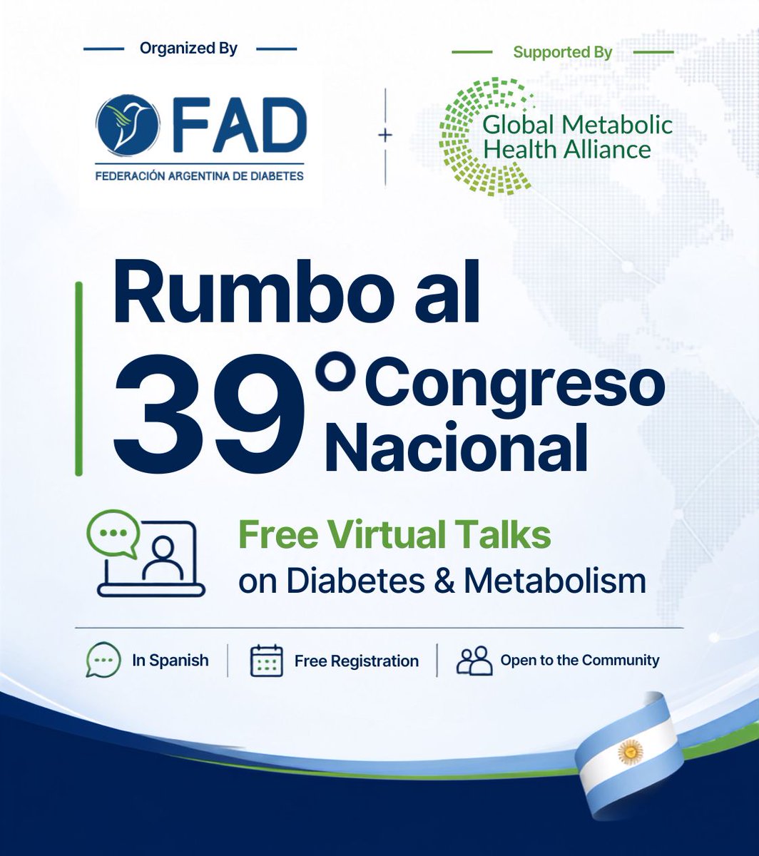 GMHA_X's tweet photo. Rumbo al 39° Congreso Nacional 🇦🇷

The Federación Argentina de Diabetes is organizing a free virtual Open Talks series for the community.

📅 Sessions run from June to October
🕔 5:00 PM – 7:00 PM
📲 Register here:
https://t.co/ch5kKsxqCL
 Gratis. Abierto a la comunidad. https://t.co/Z9cjZI3hVD