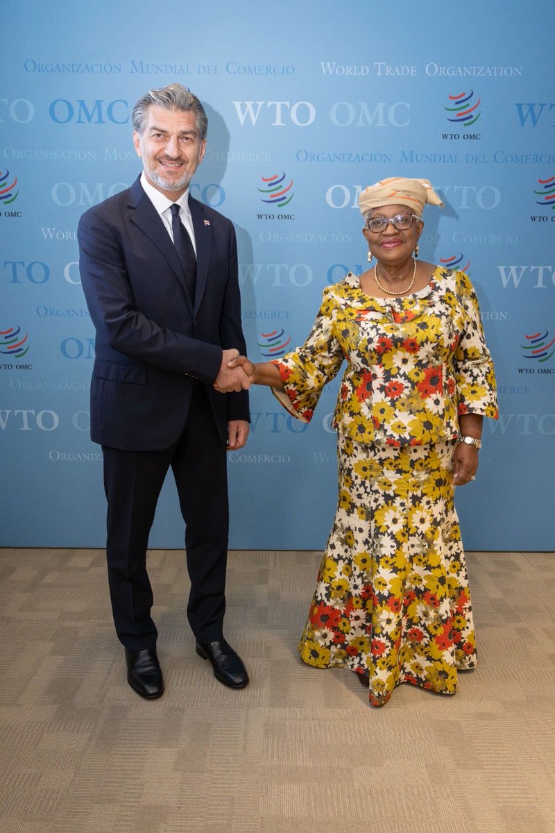 NOIweala's tweet photo. Received the President of Georgia H.E. Mikheil Kavelashvili @GeoPresident_ and his delegation including Deputy Minister for Foreign Affairs, H.E. Alexander Khvtisiashvili and Permanent Representative to the WTO, H.E. Amb Revaz Lomibadze, for a visit to the @wto. Excellent discussions on the global trade environment, and Georgia‘s strong economic performance in the midst of global disruptions and uncertainty. Georgia as a small open, upper middle-income economy is well-positioned to make use of its trade links (the middle corridor), diversified export base, and advances in digital, tech and services, to continue to grow. The President made clear the need for and support of a rules-based multilateral trading system.