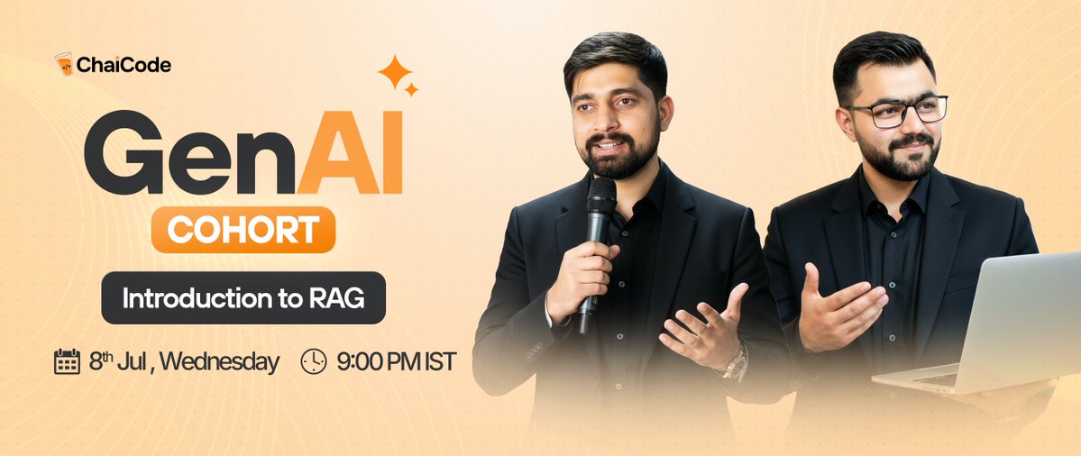 ChaiCodeHQ's tweet photo. Join @Hiteshdotcom and @piyushgarg_dev live at 9 PM
🔗 Link opens at 8:45 PM https://t.co/zlMoQDK3MQ