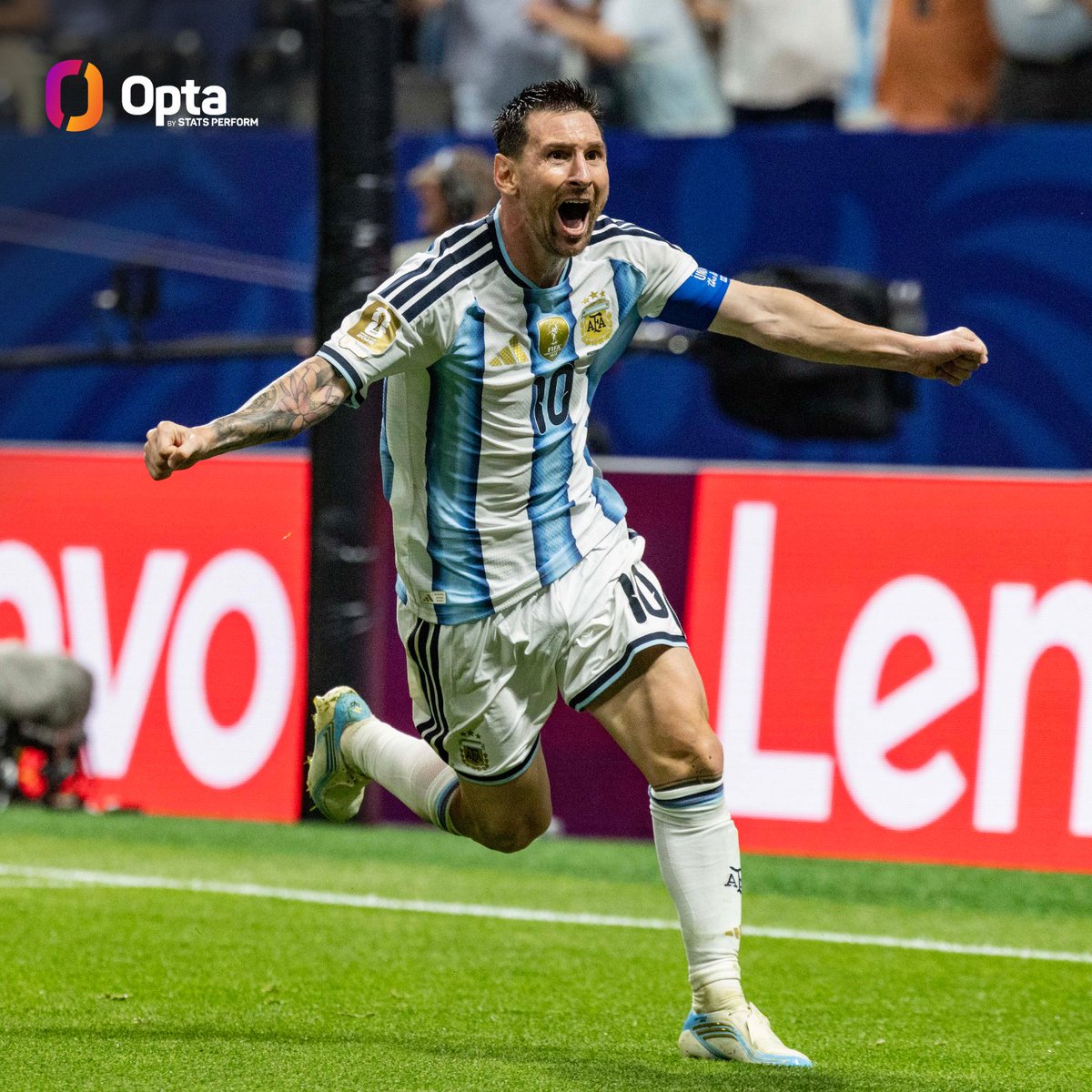 OptaJoe's tweet photo. 8 - 🇦🇷 Lionel Messi's eight goals at the 2026 FIFA World Cup are the most ever by a player aged 30+ in a single tournament.

The previous record was held by... Lionel Messi in 2022 (7).

Eternal. https://t.co/4uO8qxUiMY