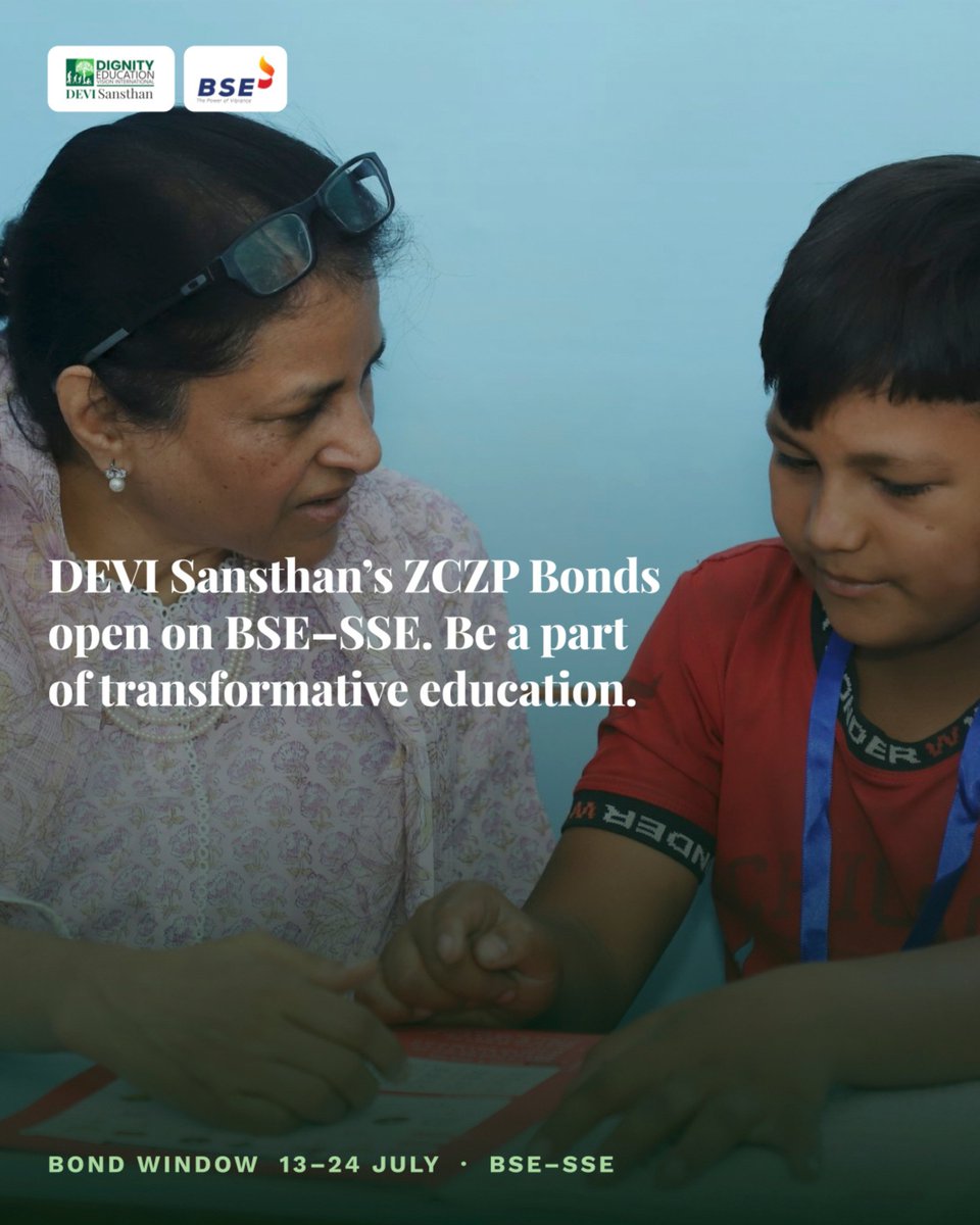 DEVI_Sansthan's tweet photo. Every investment has the power to create change. With DEVI Sansthan's ZCZP Bonds.

Bond Window: 13–24 July
Listed on BSE Social Stock Exchange (BSE-SSE)
Be part of an investment that measures success in lives transformed, not profits earned.

#ZCZPBonds #BSESSE #InvestForImpact https://t.co/scMH5QcKZL