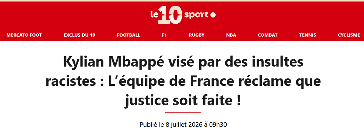_LICRA_'s tweet photo. Attaquer Kylian Mbappé en raison de ses origines, c’est attaquer les valeurs d’égalité, de respect et de fraternité que le sport doit incarner. 

La LICRA lui exprime son entière solidarité et condamne avec la plus grande fermeté les propos racistes dont il a été la cible.

Partenaire de la Fédération Française de Football, la LICRA est engagée toute l’année aux côtés des clubs, des éducateurs et des licenciés pour prévenir et combattre le racisme, l’antisémitisme et toutes les formes de discrimination dans le sport.

Face à la haine, notre réponse doit être collective, ferme et sans ambiguïté. Le racisme n’est pas une opinion. C’est un délit.

Source : @le10sport

#StopRacisme #FFF #LICRA #EquipeDeFrance #mpappe