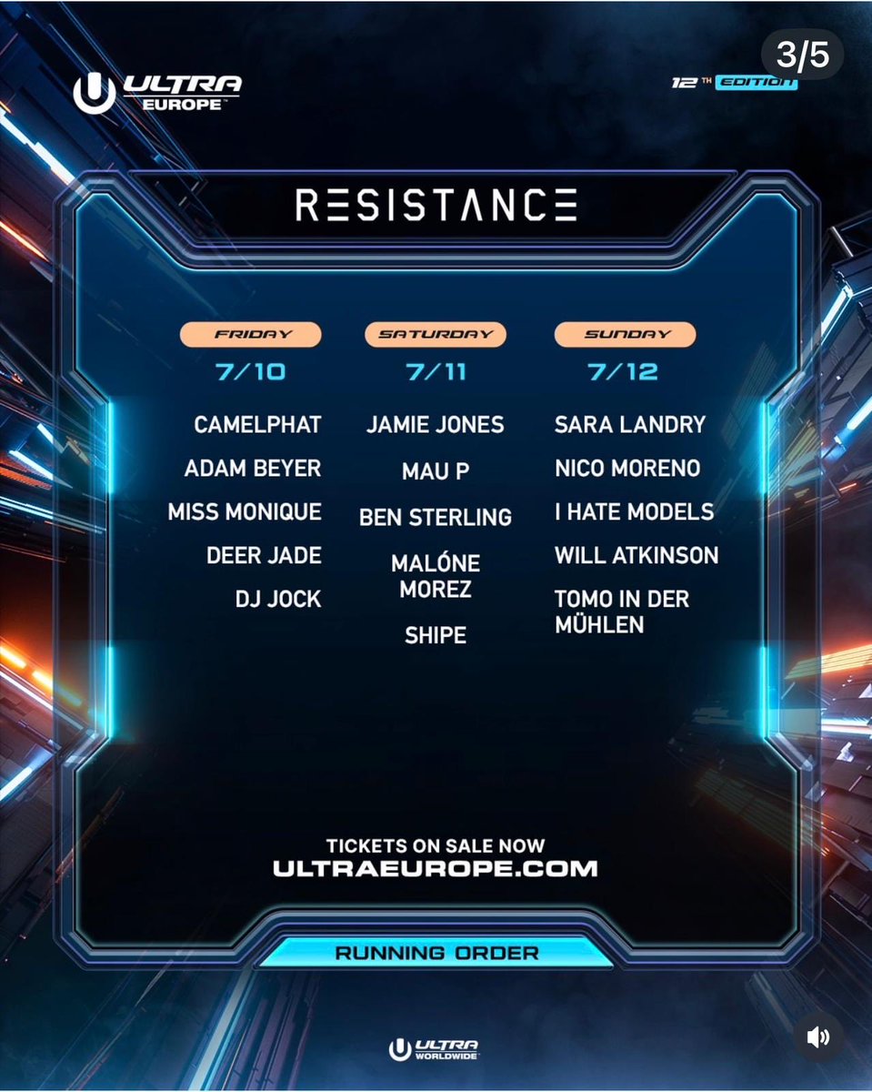 WestercappelM's tweet photo. 👑 The #TechnoViKing is back. 🔥
Fresh off a sold-out night at Tunel Sljeme in Zagreb, Tomo in der Mühlen is heading back to where he belongs — Ultra Europe’s legendary Resistance Stage.
Known for his explosive LIVE performances, relentless energy, and unmistakable sound, @TomoIDM returns to set Split on fire alongside @saralandrydj @glassrepair3 @NicoMoreno @WillAtkinson #Resistance and more.
⚡ Who’s ready to go all night with the King of Hard Techno?
Resistance. Sunday. LIVE. No compromises.
See you on the dancefloor. 🖤
@idmmusic
#UltraEurope #Resistance #TomoInDerMühlen #HardTechno #LiveSet #TechnoKing #UltraSplit #Split #Croatia #FestivalSeason #RaveFamily