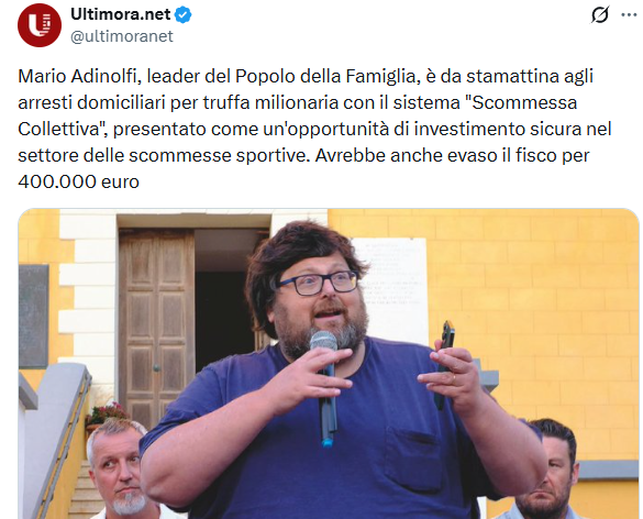 PandinoSteve's tweet photo. E pensare che se scommeteva sul suo arresto avrebbe vinto
#Adinolfi #PDF #8luglio2026 https://t.co/cY02c4Gb7q