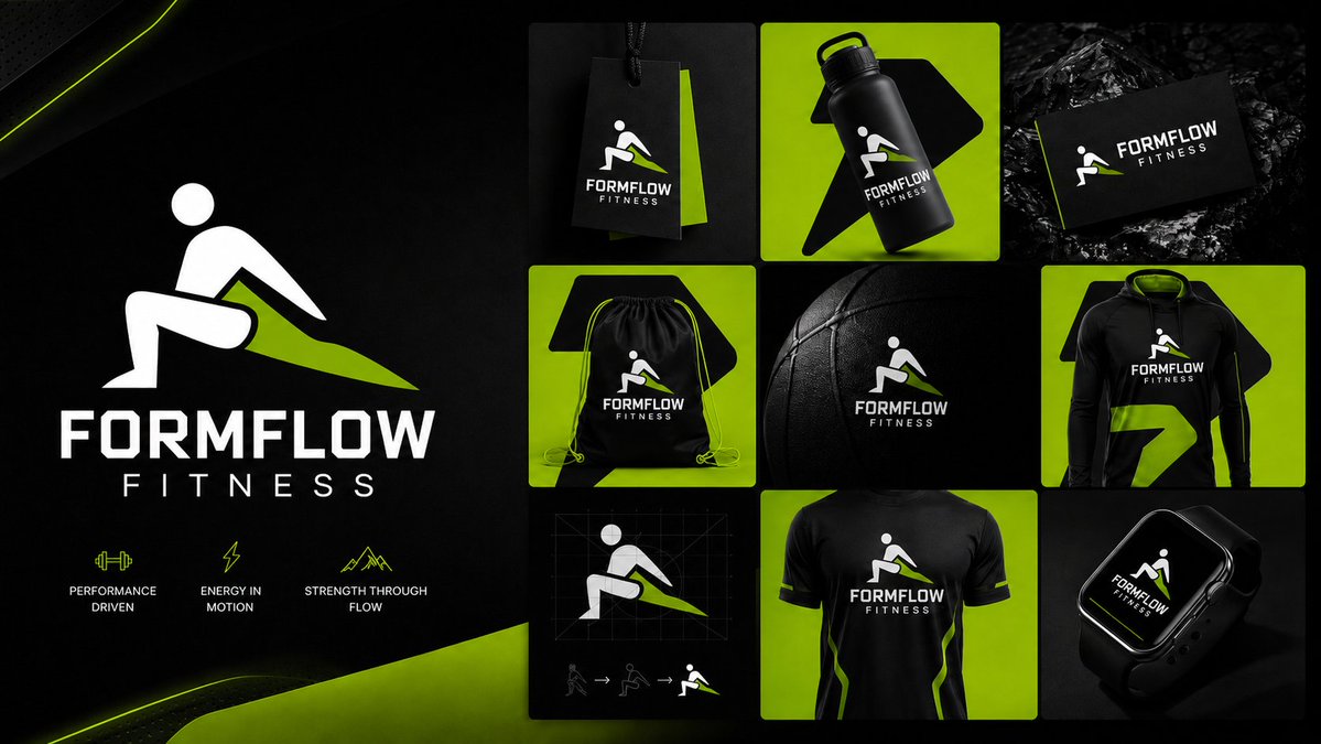 talk2thynance's tweet photo. A small snippet from the FormFlow Fitness identity system.
The goal was simple: Build a fitness brand that feels bold, premium, athletic, and ready for real-world use. 
Form = structure. Flow = motion.
Built for movement. Designed for performance.
Feel free to share your thoughts https://t.co/qyppNInvZS