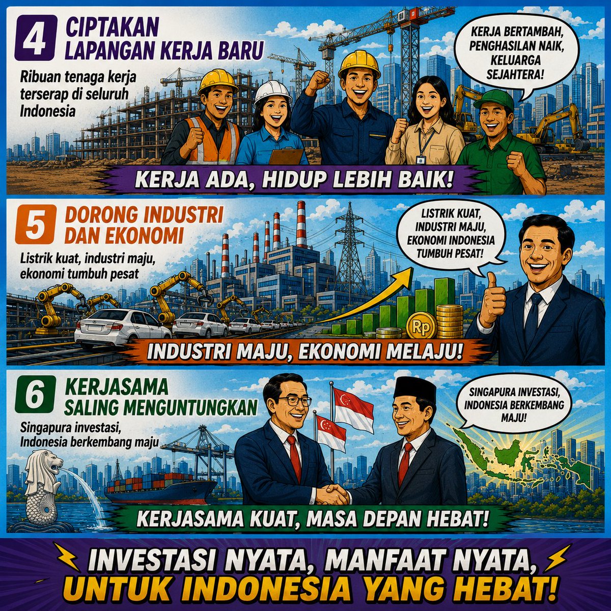 kolijkx's tweet photo. Investasi Singapura senilai Rp518 triliun di sektor energi listrik menjadi peluang besar bagi Indonesia untuk memperkuat pasokan energi, mendorong penggunaan energi bersih, serta meningkatkan daya saing industri. https://t.co/SzKZk1lkf9