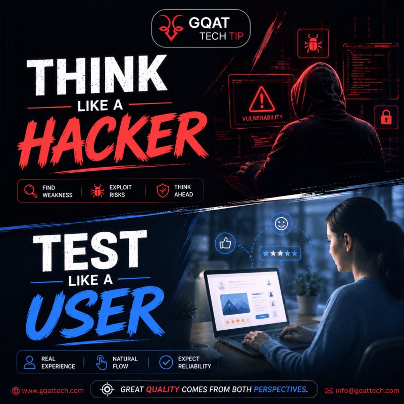 GQATTECH's tweet photo. Great QA goes beyond checking what's expected.
Think like a hacker to uncover hidden risks. Test like a user to deliver seamless experiences. That's how truly reliable software is built.

#QATip #QualityAssurance #SoftwareTesting #QualityEngineering #SecurityTesting #SoftwareQA https://t.co/PNSo6kmEEn