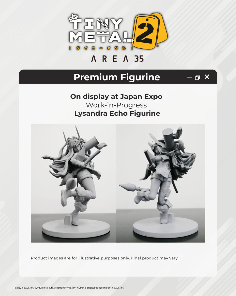 tinymetalgame's tweet photo. ⚔️ A first look at the Lysandra Echo Figurine 👀✨
Get an exclusive look at the work-in-progress Lysandra Echo figurine on display @JapanExpo!
📍 Booth G542, Aisle G, Hall 5A
Work-in-progress prototype shown. Final product may vary.
#TINYMETAL2 #AREA35 #LysandraEcho #Figurine https://t.co/LKc1lYwZMk