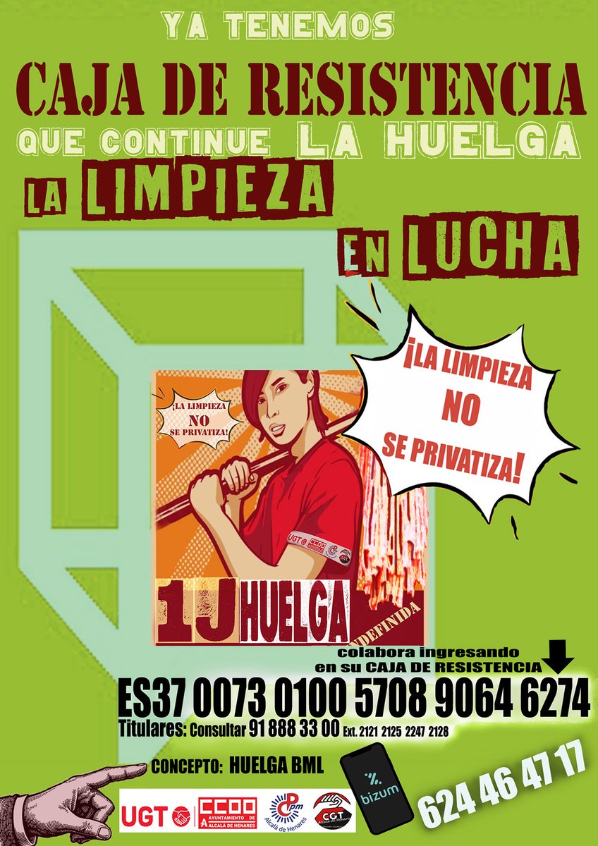 CGT's tweet photo. Las brigadas de limpieza de Alcalá de Henares en Madrid llevan semanas de lucha en una huelga indefinida que comenzó a principios de verano. Las compañeras se oponen a que este servicio municipal se privatice. https://t.co/FaRpbX66v8