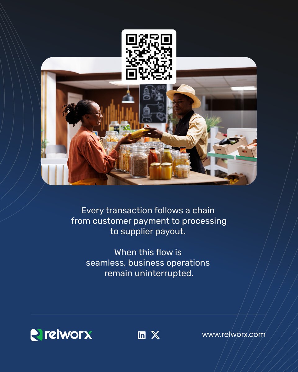 RelworxLimited's tweet photo. Every business deserves a payment experience that just works. 🤔

 Because when payments are simple, you have more time to focus on what really matters growing your business.🤷‍♂️  

Scan the QR code to learn more.
https://t.co/PfnWgj94OL
#Relworx #Fintech #DigitalPayments #Africa https://t.co/xCwFrMgYwC