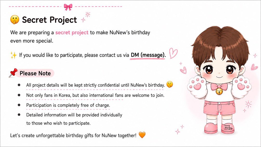 NuNew_KOREA's tweet photo. 🎁 NuNew Birthday Project 

함께 누뉴의 생일을 더욱 특별하게 만들어 주세요! 🧡 단 5~10분이면 참여하실 수 있으며, 국적과 관계없이 누구나 함께하실 수 있습니다.

궁금한 점이나 참여를 원하시는 분은 FC 계정으로 편하게 메시지 주세요. 😊

Let’s make NuNew’s birthday even more special together! 🧡

It only takes 5–10 minutes to participate, and everyone is welcome to join, regardless of nationality.

If you’d like to participate or have any questions, feel free to send us a message via our FC account. 😊

#NUNEW25thBDproject