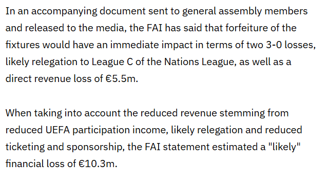 Adamkeating's tweet photo. @FAIreland @IrelandFootball @LeagueofIreland @LoiWomen @rte @irishfantv @Independent_ie 
The EGM vote tonight on the Israel game should the #1 discussion on TV news and in the papers. Shame on the FAI for hiding behind made up figures of €10M loss and possible Intl exclusion. https://t.co/Ag3EezcyEf