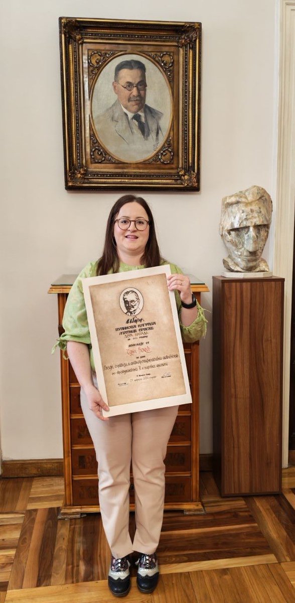 unsmedchemlab's tweet photo. 🎉 Great news from our group!
Congratulations to our colleague Dr. Sanja Đokić on receiving the Pupin Award of Matica srpska for her PhD thesis! 
Congratulations also to her mentor, Dr. Jovana Francuz, on this outstanding achievement! 👏
#UNSMedChemLab #MedicinalChemistry https://t.co/uUGcj2HYq3