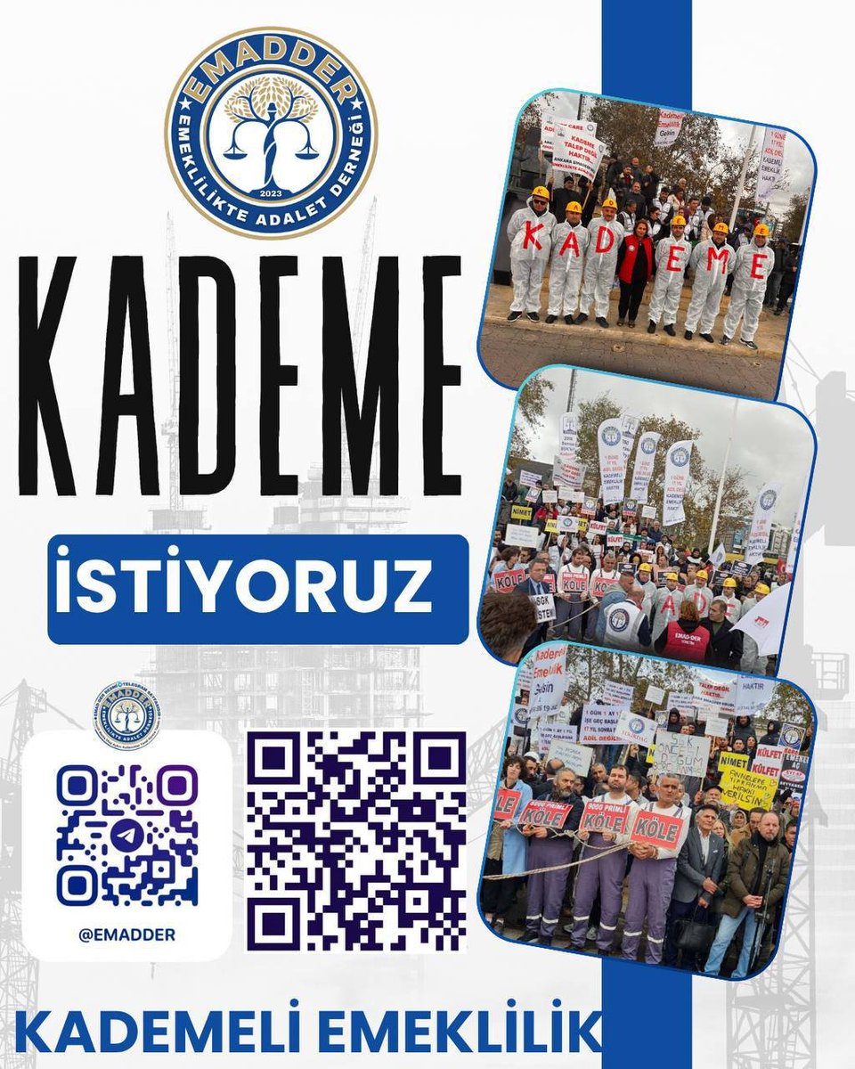 GorenBilal696's tweet photo. KADEMELİ EMEKLİLİK ANAYASAL HAKTIR EŞİTLİKTİR ADALETTİR BİRLİKTİR KANUNLAŞMALI 
@EmadDernegi
#Kademeİstiyoruz https://t.co/rTopqi6p9x