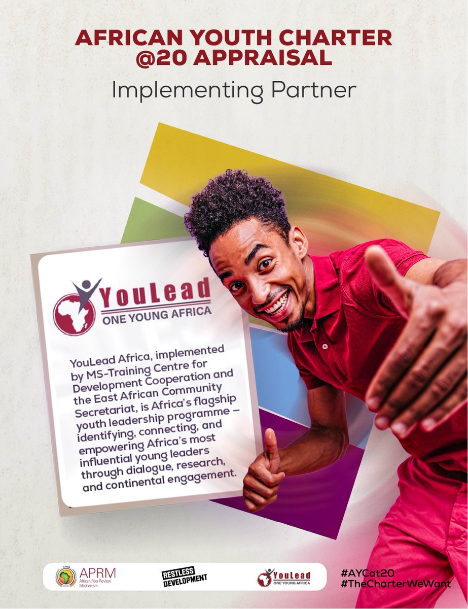 OneYoungAfrica's tweet photo. 3. YOULEAD AFRICA @OneYoungAfrica 

YouLead is a pan-African youth leadership and governance programme implemented by the MS Training Centre for Development Cooperation (@MSTCDC). The programme works to strengthen meaningful youth participation in governance, leadership and policy processes across Africa by building the capacity of young leaders and supporting youth-led initiatives.

Within the Africa Youth Charter @20 Appraisal, as a co-implementing partner, YouLead is responsible for programme coordination, knowledge management and youth engagement. It is ensuring that young people’s voices remain central throughout the review.

Website: https://t.co/OS3KAEd7MT