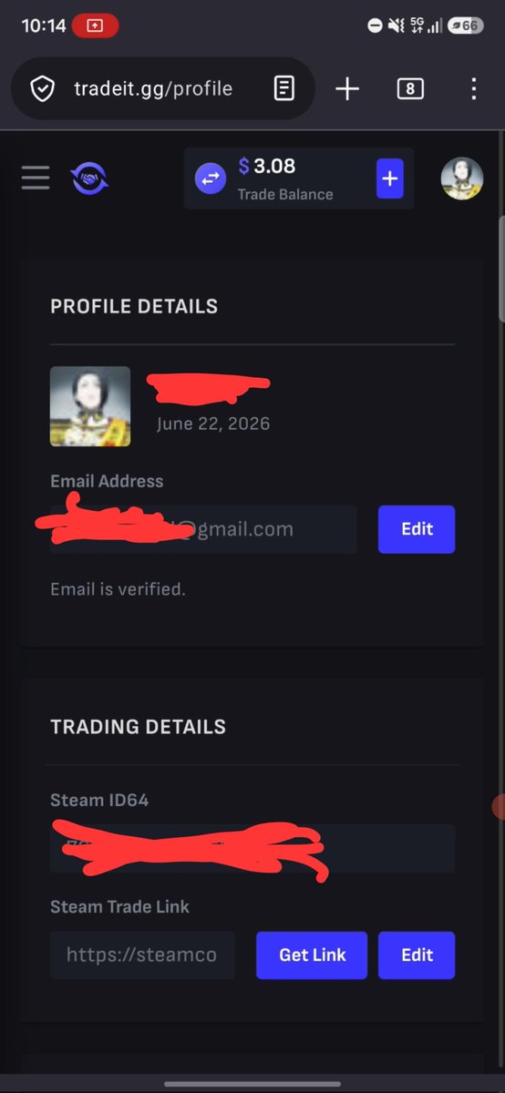 DavidHyena_'s tweet photo. So i was on https://t.co/vSbjZsKb3P and randomly i got logged in to three different accounts (wasnt able to take a screenshot of the third one) with valuable skins, like a $10k knife and etc. Idk if this a bug or anything.

1/2

@tradeit_gg https://t.co/ZwJENrqfxj