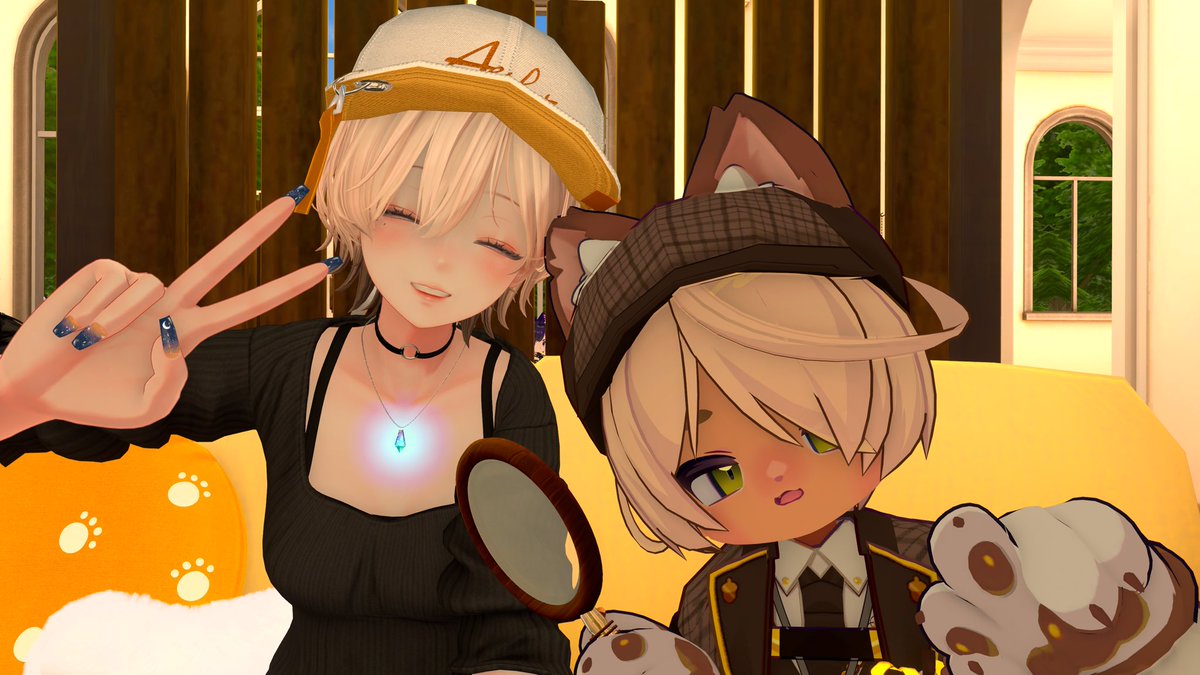 ckro_v's tweet photo. #キャッフェVRC の第1回に参加してきました〜✨
プレオープンの時もお邪魔してたんだけど、本当に全員可愛くって、この瞬間は疲れも悩みも全部飛んでいく。可愛いって世界を救うんだよね。
本当に過剰評価でなく、可愛いし演出も素敵なので全人類行って欲しい。リルレオ好きは絶対に！
また行く絶対😭 https://t.co/CHhw4UE74w