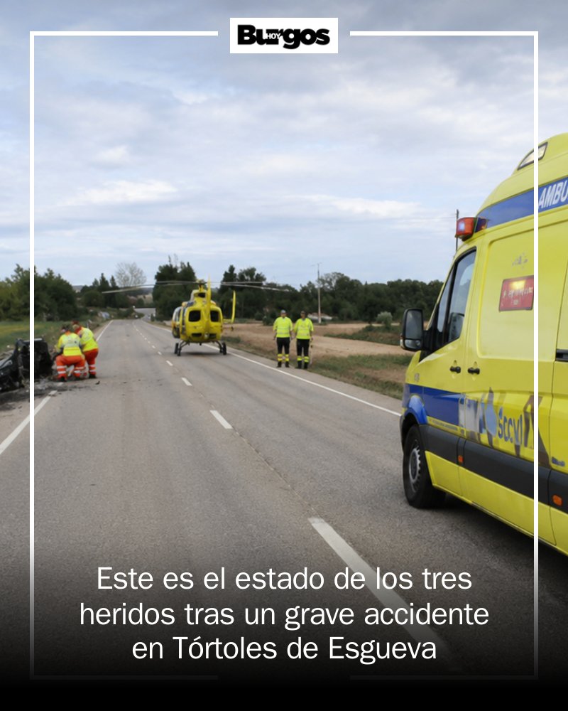 BurgosEdOn's tweet photo. 🚨 ¡Accidente grave en Tórtoles de Esgueva! Tres personas heridas tras un vuelco en la carretera CL-619. 🚑 Dos de ellas quedaron atrapadas y una más inconsciente. #Burgos #Accidente #TórtolesDeEsgueva https://t.co/6egfmWzUlh https://t.co/6sQydtLXIW