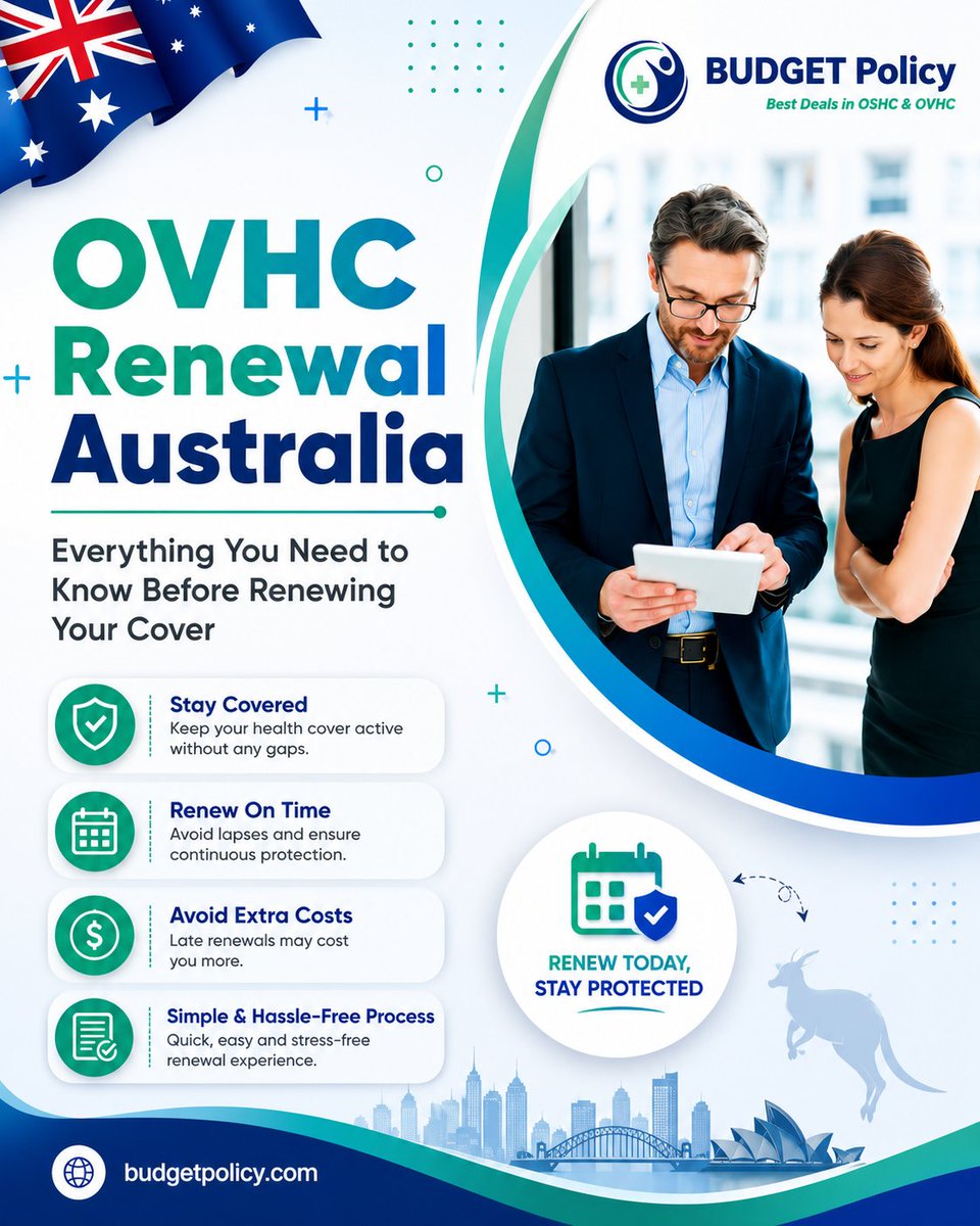 policy_budget's tweet photo. 🔄 Renewing your OVHC?

✅ Stay covered
📅 Renew on time
💰 Avoid extra costs
Compare &amp; renew today:
🌐 https://t.co/9PJPWuZYO7
#OVHC #AustraliaVisa #HealthInsurance https://t.co/srfWzFwCS7