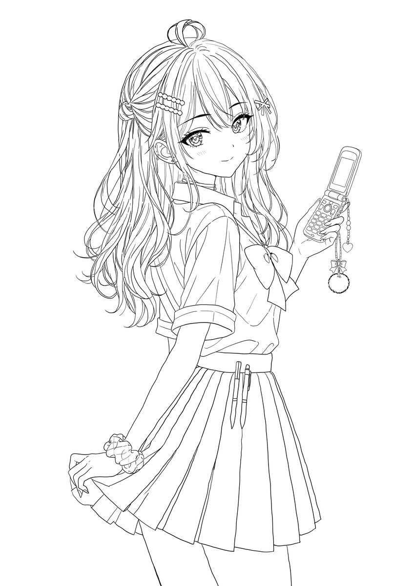 全体線画wip ガタガタだけど初心者だから許して（ ; ; ） #橘ひなの