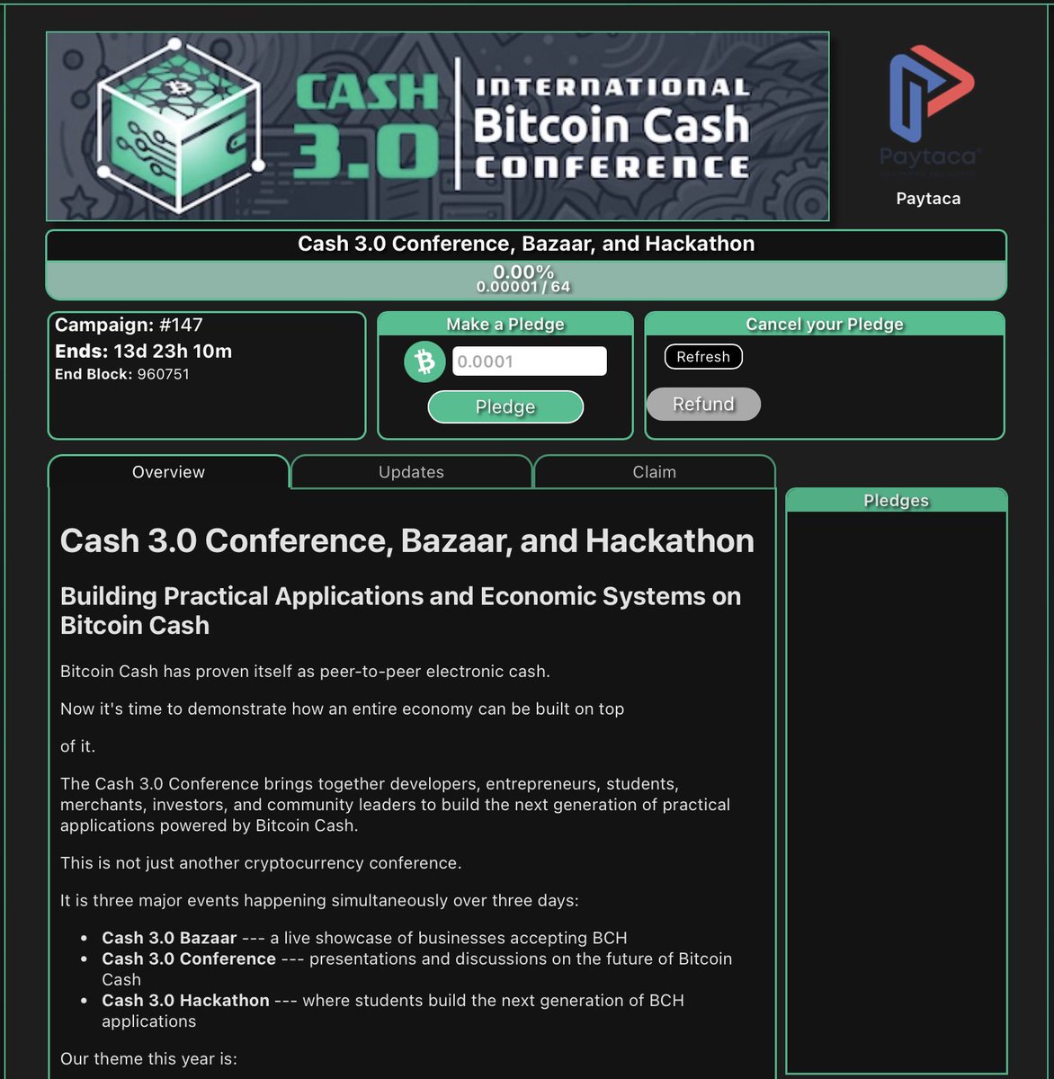 _paytaca_'s tweet photo. 🚀 Help Us Make Cash 3.0 Happen

For years, the Bitcoin Cash community has built world-class infrastructure. Now it’s time to build on that foundation.

Cash 3.0 is a three-day conference, bazaar, and hackathon dedicated to Building Practical Applications and Economic Systems on Bitcoin Cash, bringing together developers, entrepreneurs, students, merchants, and investors.

More than 60% of our budget has already been secured through Paytaca’s investors and conference sponsors. We’re now asking the global BCH community to help fund the remaining USD 15,000 and make this event a success.

If you believe in growing the Bitcoin Cash ecosystem through real-world adoption, we’d greatly appreciate your support.

👉 https://t.co/3FfPGkIE2I