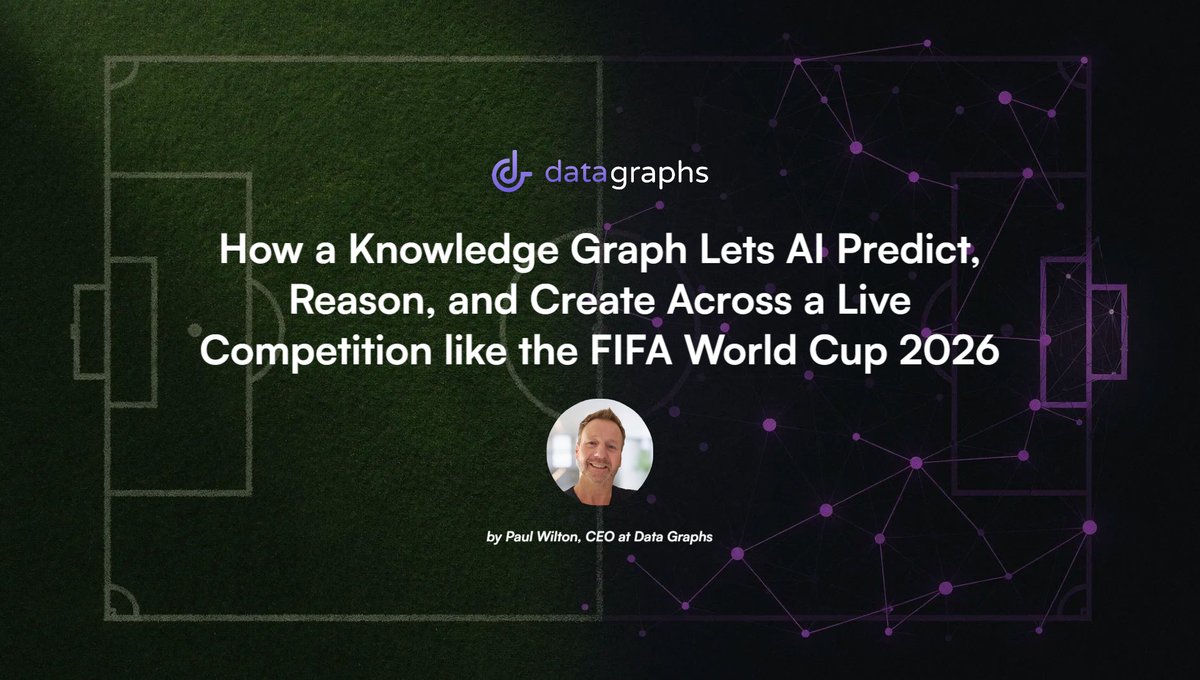 datagraphs's tweet photo. If you followed our World Cup series over the last week, you saw our AI predict a lineup, grade its own accuracy, and write the match report. Here is the whole story in one place.

Paul Wilton has written up the full experiment: how modeling the tournament as a knowledge graph let the AI reason over real relationships, why it got 8 of 11 right and where it missed, and how it generated finished, connected editorial at the end.

The through-line is the one we keep coming back to. Your data is already there. What's usually missing is the model that connects it.

The World Cup was just the demo. What should we model next?

https://t.co/f1IRI4bHhN
