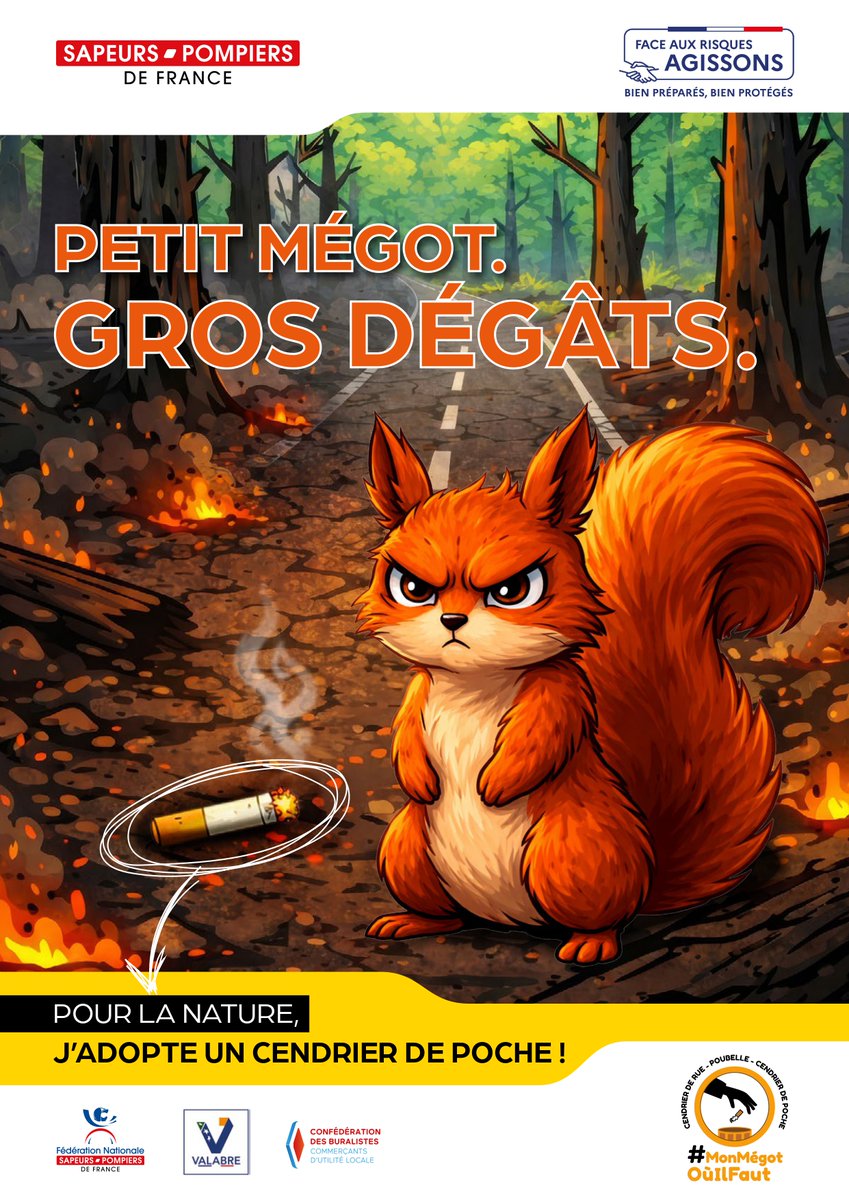 EntenteValabre's tweet photo. Canicule, sécheresse, vent fort… des facteurs de risque réunis pour favoriser les #feuxdeforêt. 9 feux sur 10 sont d'origine humaine et liés à des imprudences. Un simple mégot jeté au bord d'une route peut suffire à déclencher un #incendie.

Pour sensibiliser le plus grand nombre, l'Entente Valabre s'est associée cette année à la Fédération nationale des sapeurs-pompiers de France @PompiersFR, #Alcome et à la Confédération @LesBuralistes  dans le cadre de la campagne « Petit Mégot, Gros Dégâts ».

Retrouvez-nous sur les routes du #TourdeFrance pour partager les bons gestes !