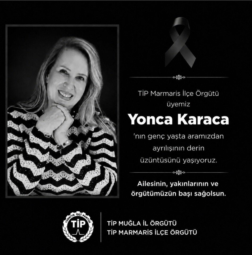 tipmugla_'s tweet photo. TİP Marmaris İlçe Örgütü üyemiz Yonca KARACA'nın genç yaşta aramızdan ayrılışının derin üzüntüsünü yaşıyoruz.

Ailesinin, yakınlarının ve örgütümüzün başı sağolsun.

TİP MUĞLA İL ÖRGÜTÜ
TİP Marmaris İlçe Örgütü https://t.co/2l9r8o7uht