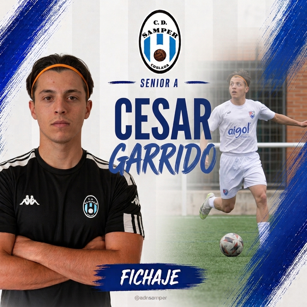 cdsamper's tweet photo. 💙🤍 ¡Bienvenido, César!
⚽ César Garrido se incorpora al Senior A procedente del San Blas. Un extremo/media punta rápido, desequilibrante y con gran capacidad para generar peligro por banda.
💪 ¡Mucha suerte en esta nueva etapa!
#Fichaje #SeniorA #CDSamper #ADNSamper #Coslada https://t.co/BBF193OtKE