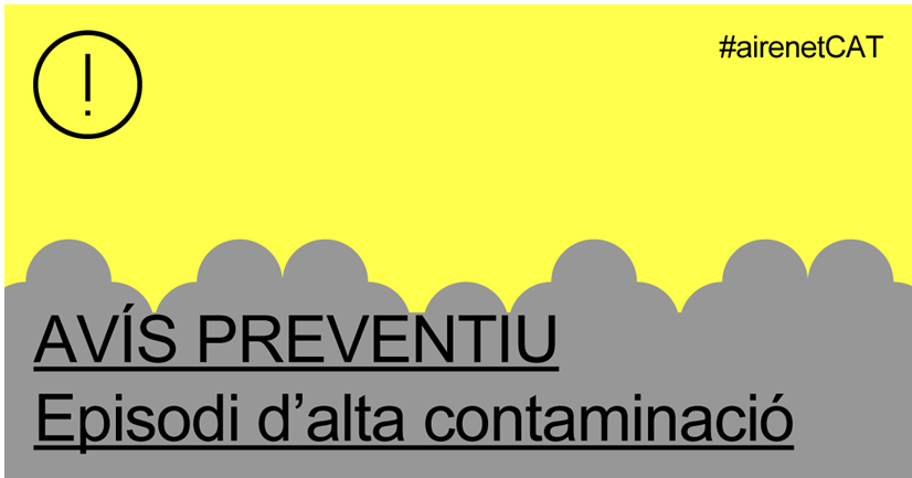 transicioeco's tweet photo. ⚠️ Avís per nivells moderats de contaminació per PM10 a tot Catalunya. 

Més ℹ️: https://t.co/6uFvCKeNAH

#AirenetCAT #XarxAire #QualitatAire #EpisodiContaminació https://t.co/4nKnv1gOdl
