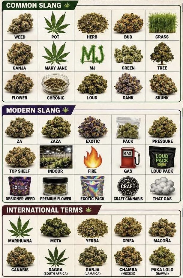 HighAngel's tweet photo. 50+ words for weed

What do you call it? https://t.co/3lsrCc9Rfs