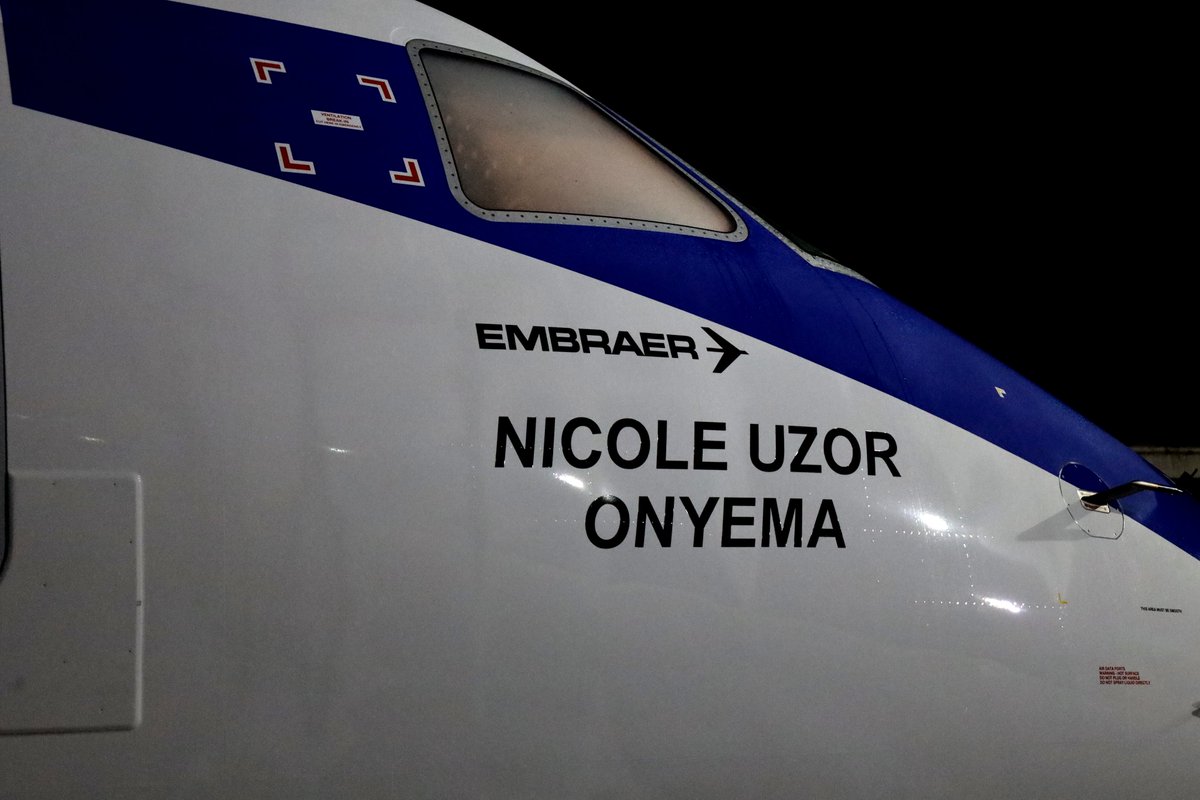 flyairpeace's tweet photo. She has arrived. ✈️

Last night, our very first Embraer E175 touched down in Lagos, marking another milestone in our commitment to expanding connectivity across Nigeria and the region. https://t.co/nO1u4V4eAG