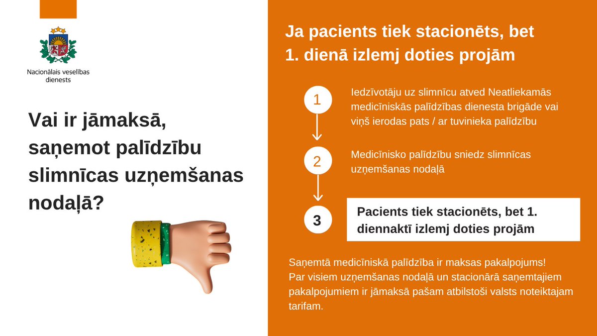 VMNVD's tweet photo. 🔍 Ieskaties attēlos un noskaidro:
🟠 Vai par slimnīcas uzņemšanas nodaļā saņemto palīdzību ir jāmaksā?
🟠 Kādā gadījumā saņemtā palīdzība ir maksas pakalpojums?
Vairāk informācijas par pacienta līdzmaksājumiem ➡️ https://t.co/XQIvImjl24 https://t.co/qDblepDuZS