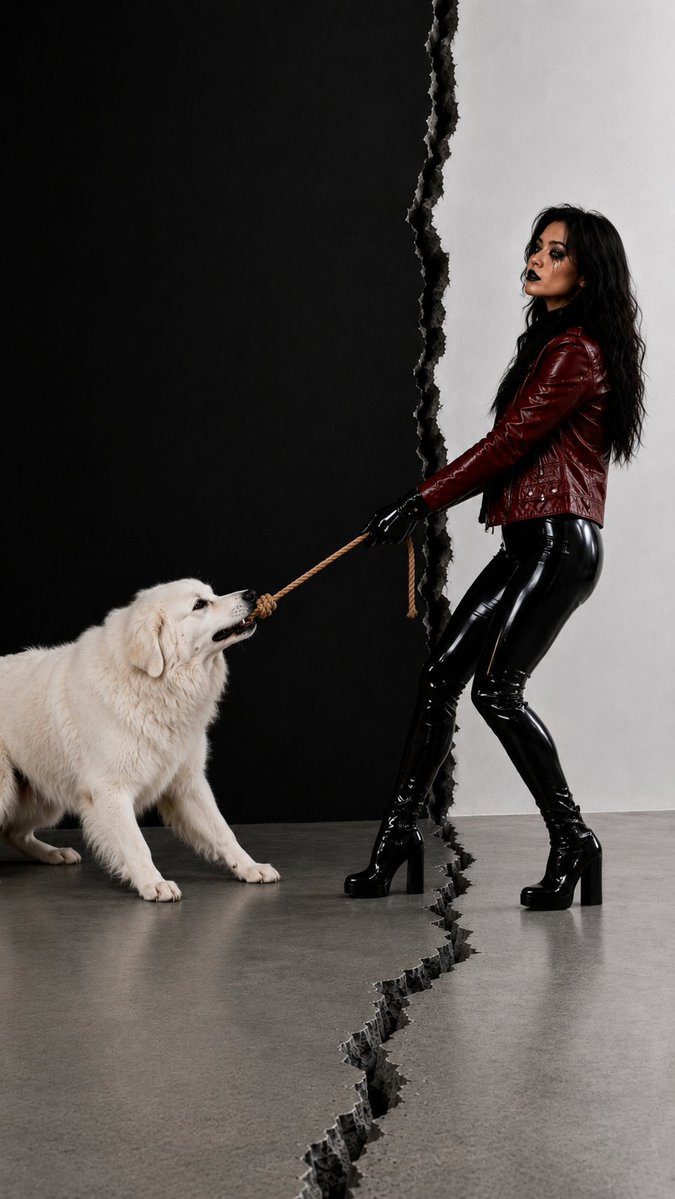 GiuliaAntonioX's tweet photo. Why is he always winning?🤍🖤
#patoudog #tugofwar #gothic https://t.co/ViRzKQNd5K