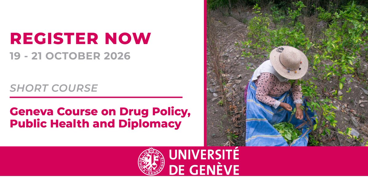 GVAGrad_GHC's tweet photo. 🚨Our partners at the University of Geneva have opened applications for the Geneva Course on Drug Policy, Public Health and Diplomacy 2026.

🗓️ 19 - 21 October 2026
📍Campus Biotech, Geneva
⏳Deadline: 10 September 2026

REGISTER HERE 👉 https://t.co/vDoecAhepE https://t.co/caGyhO6GGf