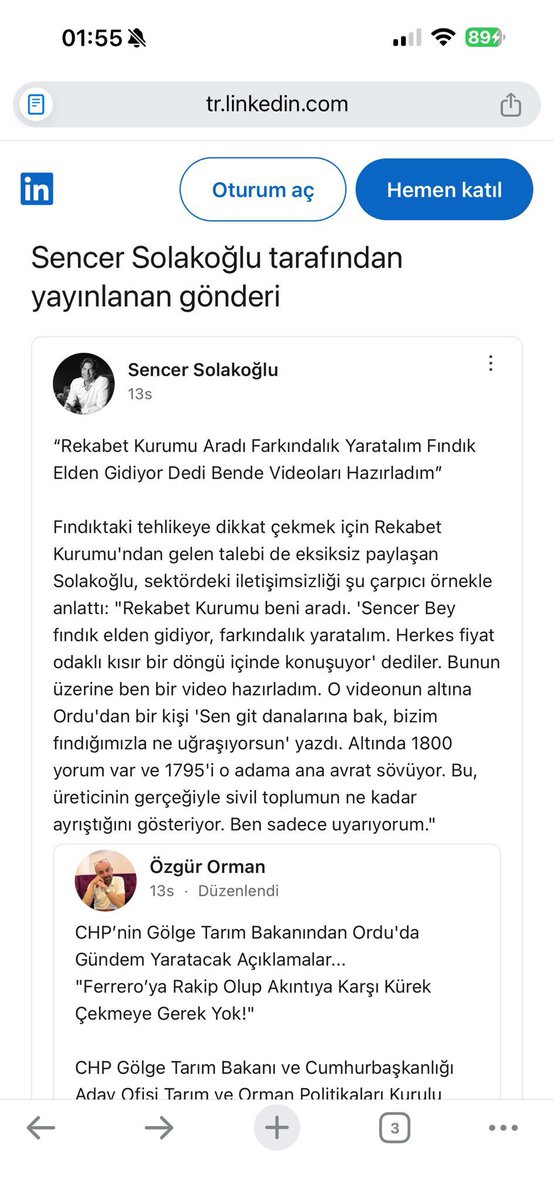 fatihcolak19831's tweet photo. Sencer s. Fındığın ihracat fiyatını düşürmek için açıklamalar yapıyor, yaptığı açıklamaların saçma sapan olduğunu anlaşılınca ve fındığı ferrero firması elimizden 3 kuruşa almaya başlayınca çıkıp açıklama yapıyor diyor ki bu söylediklerimi ben söylemedim bakanlık beni aradı fiyatları düşürmek için konuş dediler diyor, şimdi soruyorum bu Sencer bakanliga iftira atacak kadar Yanardöner bir adam mı? Talimatları direk Türk çiftçisini bitirmek için Emperyalistik küresel şirketlerden mi alıyor? Yoksa gerçekten size kendi ağzıyla itiraf ettiği gibi muhalefet sandığınız adam bakanlıktan gizli direktif mi alıyor? Her halükarda sizin tanıdığınız insan olmadığı gözlerinin içine baka baka yalan söylediği ortada.

İkinci fotoğrafta da bakınız defalarca yaptığı gibi iktidara yaranmak için tarım Bakanlığını eleştiren CHP milletvekili ve muhalif seçmene nasıl hakaretler yağdırıyor, bakana Övgü açıklamalarını da hatırlıyoruz, bedava alınan teşvikler son bulunca milletin parasını gereksiz devlet teşbih ile cebe indiremeyince ölümüne savundugu bakanliga neden saldırmaya başladı? 

Bizim dünde bakanlığı dün de eleştiriyorduk bugün de, bukalemun gibi renk değiştirenler bu ülkeyi süslü cümlelerle iliğine kadar bitirdiler, artık yeter.