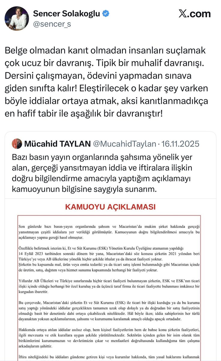 fatihcolak19831's tweet photo. Sencer s. Fındığın ihracat fiyatını düşürmek için açıklamalar yapıyor, yaptığı açıklamaların saçma sapan olduğunu anlaşılınca ve fındığı ferrero firması elimizden 3 kuruşa almaya başlayınca çıkıp açıklama yapıyor diyor ki bu söylediklerimi ben söylemedim bakanlık beni aradı fiyatları düşürmek için konuş dediler diyor, şimdi soruyorum bu Sencer bakanliga iftira atacak kadar Yanardöner bir adam mı? Talimatları direk Türk çiftçisini bitirmek için Emperyalistik küresel şirketlerden mi alıyor? Yoksa gerçekten size kendi ağzıyla itiraf ettiği gibi muhalefet sandığınız adam bakanlıktan gizli direktif mi alıyor? Her halükarda sizin tanıdığınız insan olmadığı gözlerinin içine baka baka yalan söylediği ortada.

İkinci fotoğrafta da bakınız defalarca yaptığı gibi iktidara yaranmak için tarım Bakanlığını eleştiren CHP milletvekili ve muhalif seçmene nasıl hakaretler yağdırıyor, bakana Övgü açıklamalarını da hatırlıyoruz, bedava alınan teşvikler son bulunca milletin parasını gereksiz devlet teşbih ile cebe indiremeyince ölümüne savundugu bakanliga neden saldırmaya başladı? 

Bizim dünde bakanlığı dün de eleştiriyorduk bugün de, bukalemun gibi renk değiştirenler bu ülkeyi süslü cümlelerle iliğine kadar bitirdiler, artık yeter.