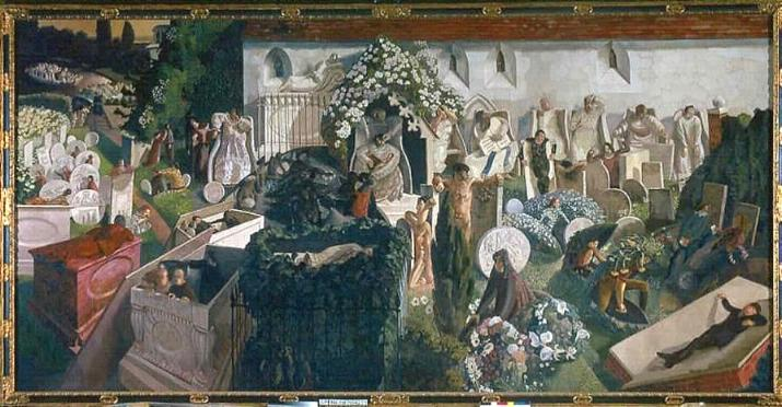 Madz_Grant's tweet photo. I'd really like to know when the @Tate plans to put the Resurrection, Cookham by Stanley Spencer back on public display? One of the standout pieces of 20th century British art and it's been out of view for what feels like ages

This came after they put up an explanatory plaque accusing Spencer of “reinforcing racist stereotypes and divisions” in the painting. If they are, as it seems, sitting on Spencer's masterpiece because they are ashamed of it, then the Resurrection should be displayed by people who aren't embarrassed. The Stanley Spencer gallery in Cookham would have no such qualms! Sorry, it's too important a painting to shove in a basement because your trustees are pussies