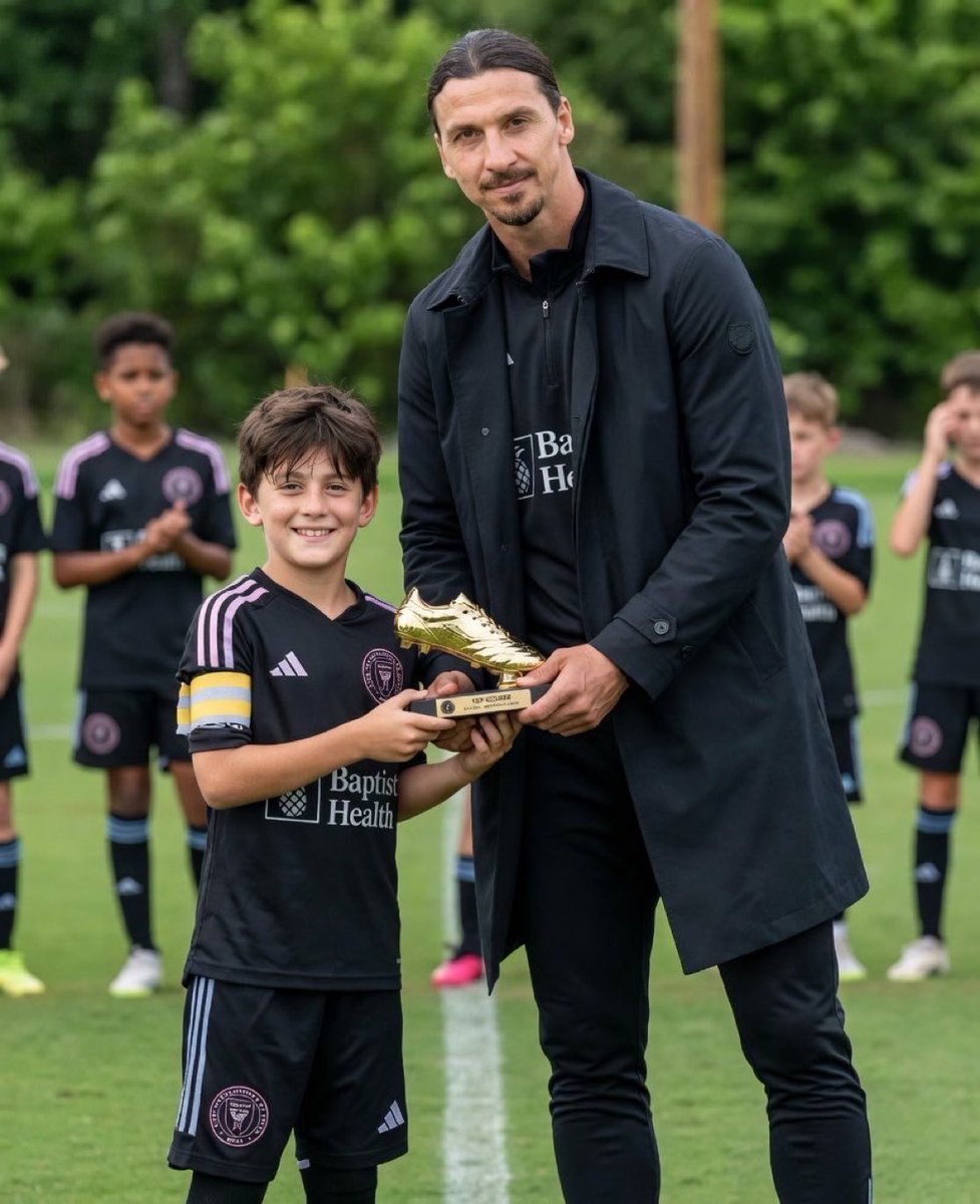 temii_ajao's tweet photo. Messi's son, Ciro receives his Golden Boot award from Zlatan Ibrahimovic. 🔥 https://t.co/TJigyMVKHH