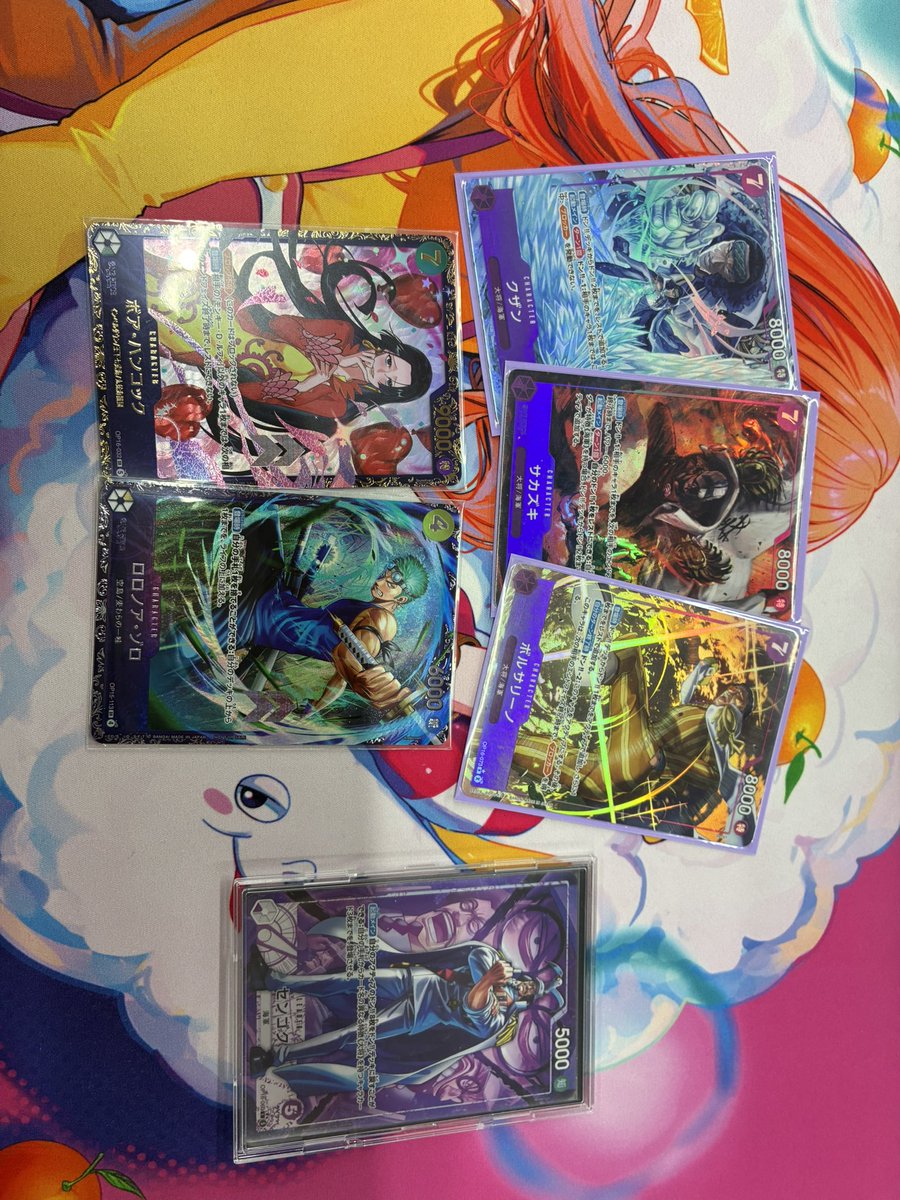 toys_maple's tweet photo. フラシ　フルコンプ

紫黄ロシナンテ
黒黄ティーチ
紫エネル
赤エース
紫エネル

初優勝！！ https://t.co/e1Zu1VZNv3