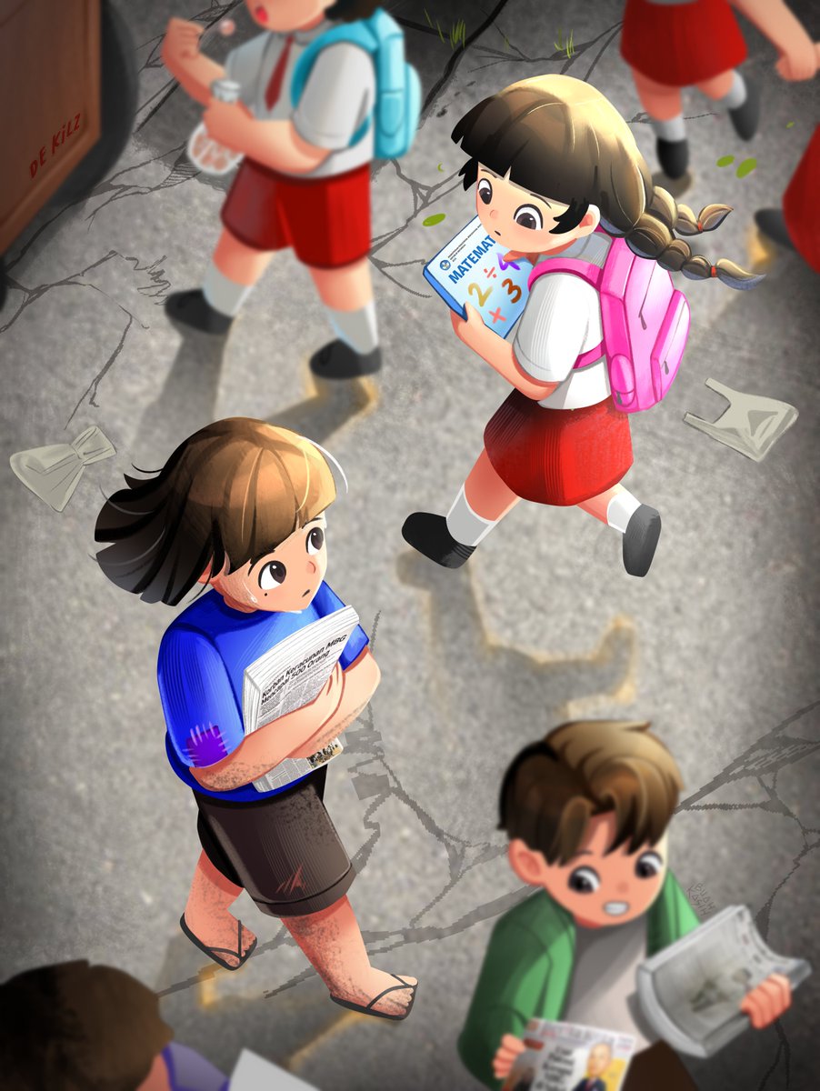 Buahkasih1's tweet photo. Mereka sebaya, sewarna usia. 
Namun dunia melukis takdir yang berbeda.
#childrenillustration https://t.co/8n6HX7V4a5
