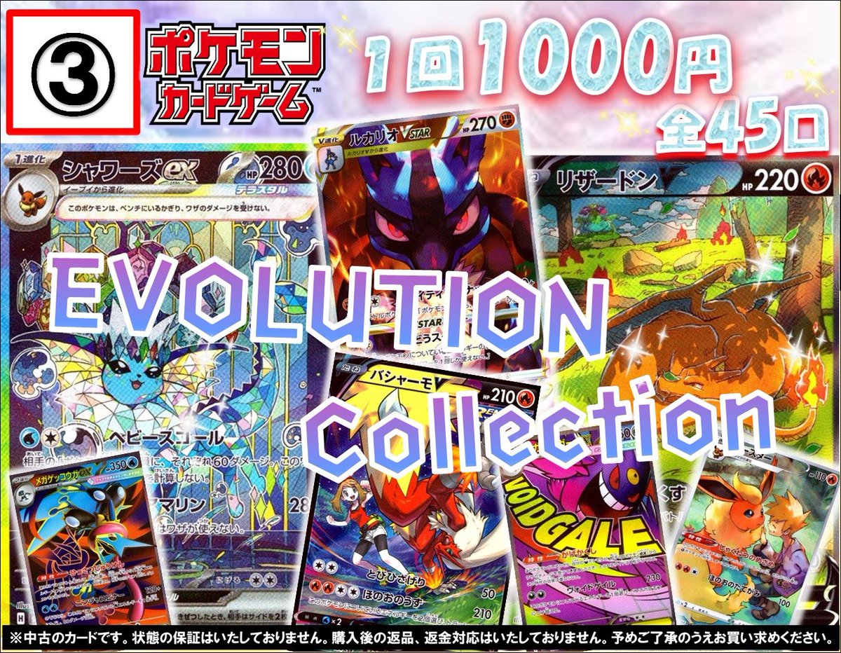 ✨EVOLUTION Collection✨ 1⃣回 1⃣0⃣0⃣0⃣円 全4⃣5⃣口 販売開始