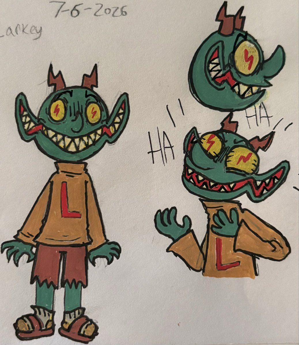 BingoBongoTwins's tweet photo. Concept art for Larkey! He is one of the many side characters I came up with to be a resident in Dragsville for my WIP comic, Corporate vices! His main thing is that he is a chucklehead who enjoys rage baiting and making people uncomfortable for laughs. - Bingo #oc #doodles #bingobongo #art